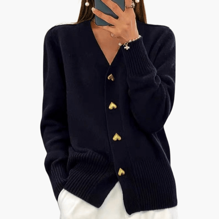 Strickjacke für Frauen – Eleganter Cardigan mit Herzknöpfen
