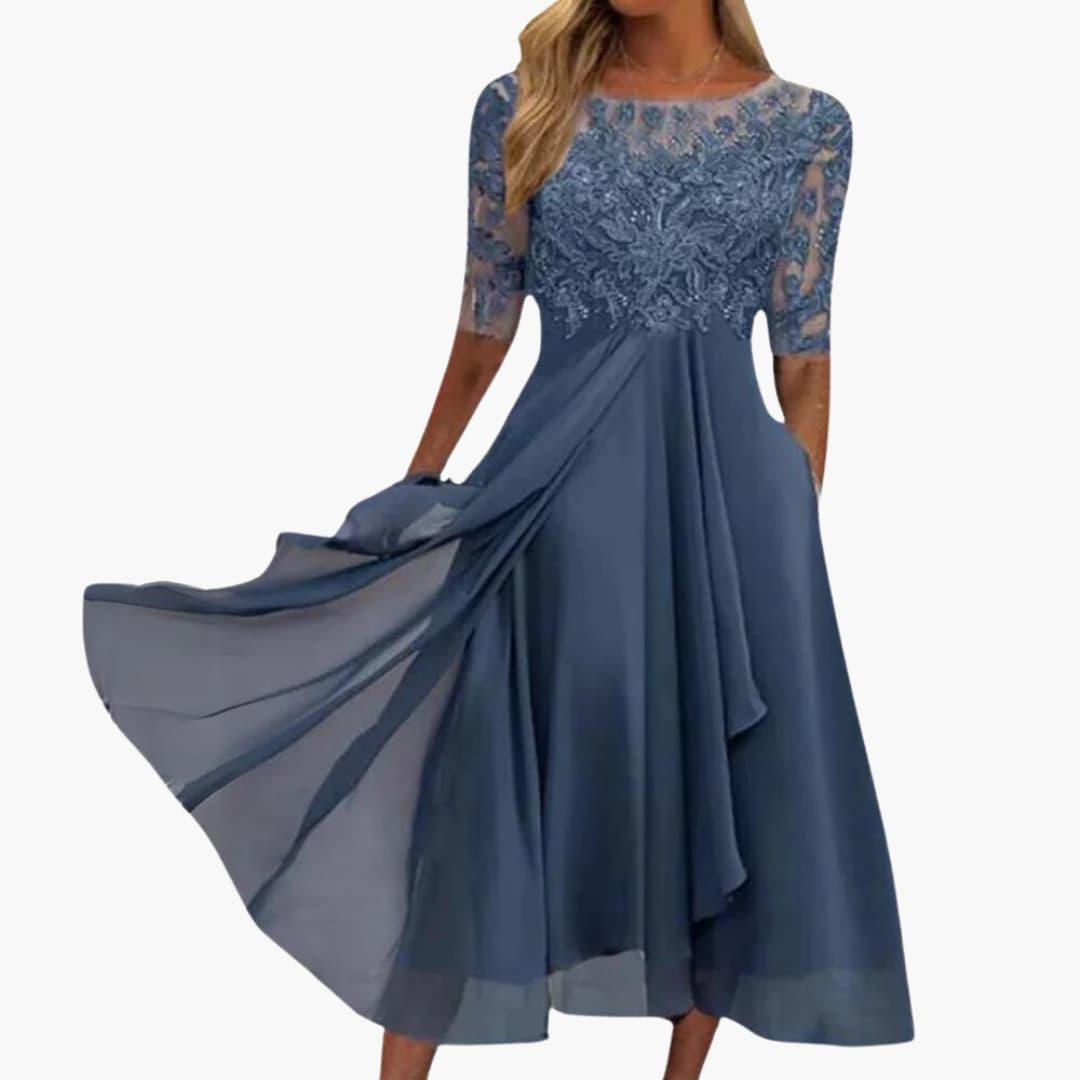 Abendkleid mit Spitzenoberteil für Damen – elegant & fließend