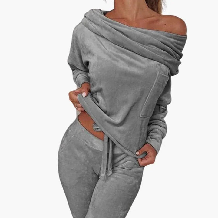 Schulterfreies Zweiteiler Lounge Set für Damen