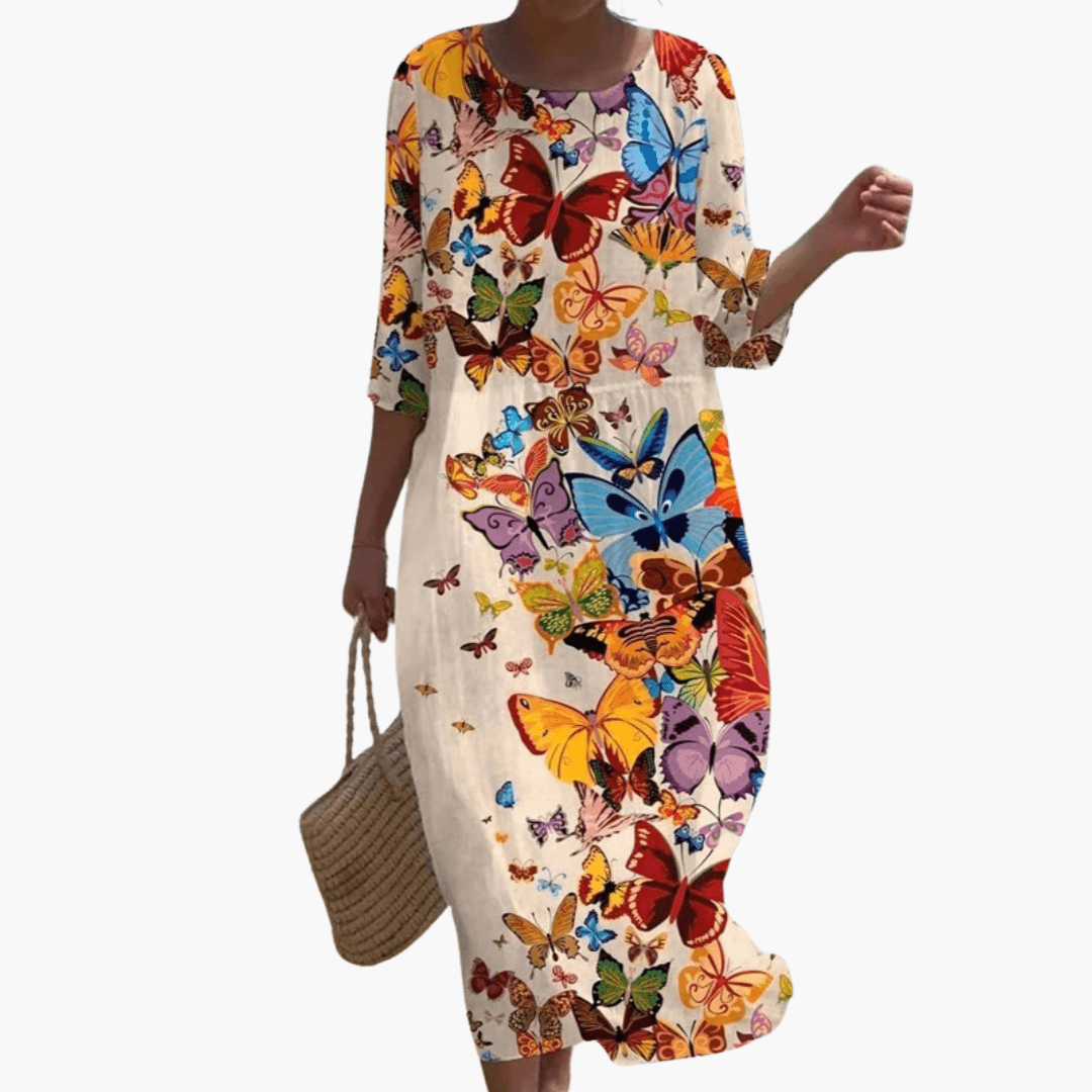 Geblümtes V-Ausschnitt Sommerkleid für Damen