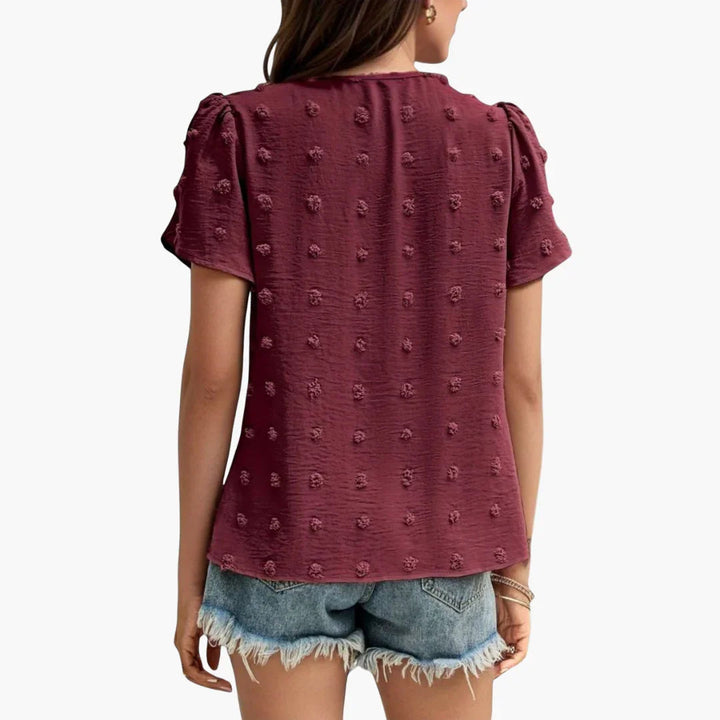 Swiss Dot Bluse mit Blumenärmeln für Damen