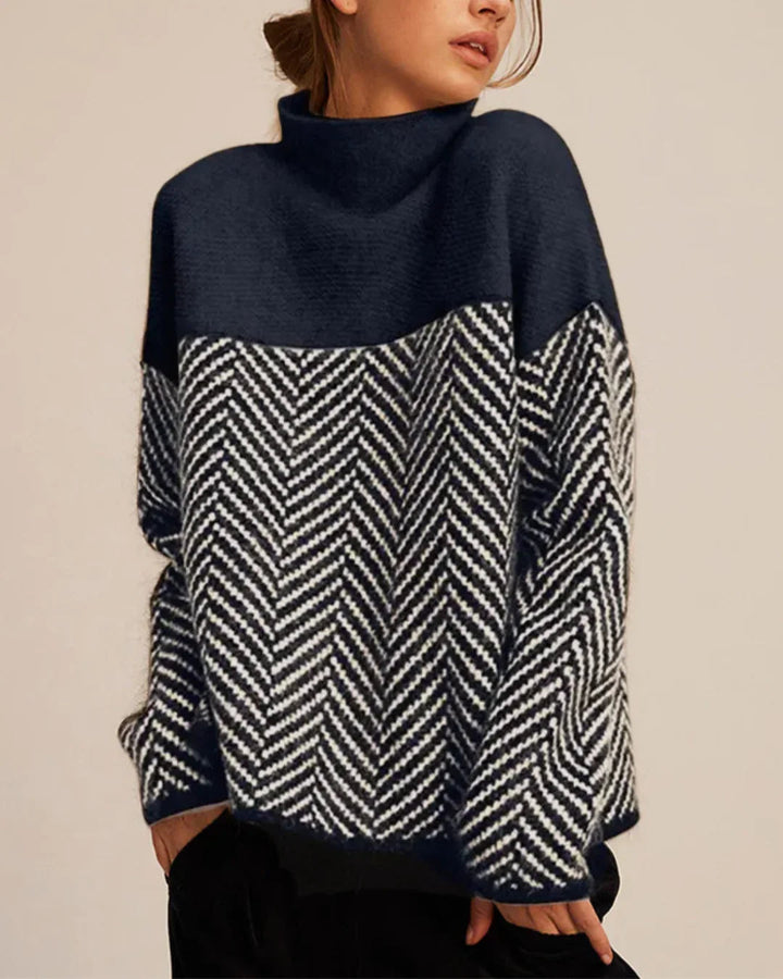 Farbblock Rollkragenpullover für Damen
