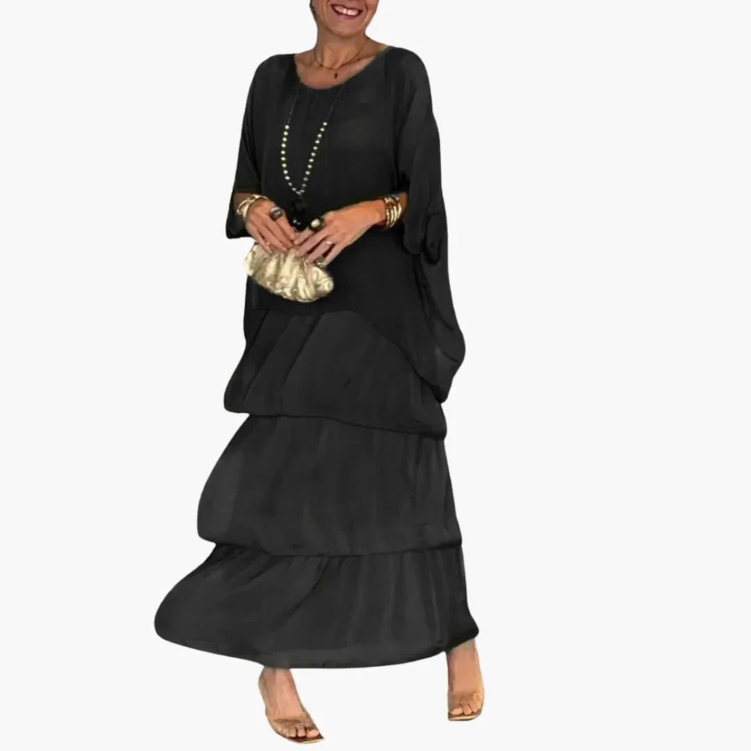 Elegantes Langkleid mit Batwing Ärmeln für Damen