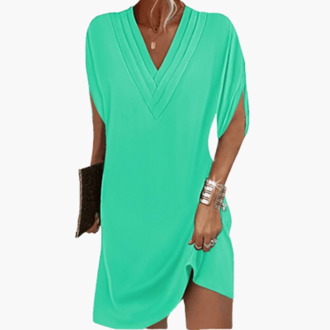 Damen V-Ausschnitt Oversized Kleid – Lockeres Sommerkleid