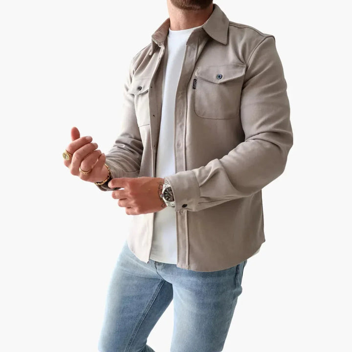 Minimalistisches Button Front Hemdjacke für Herren