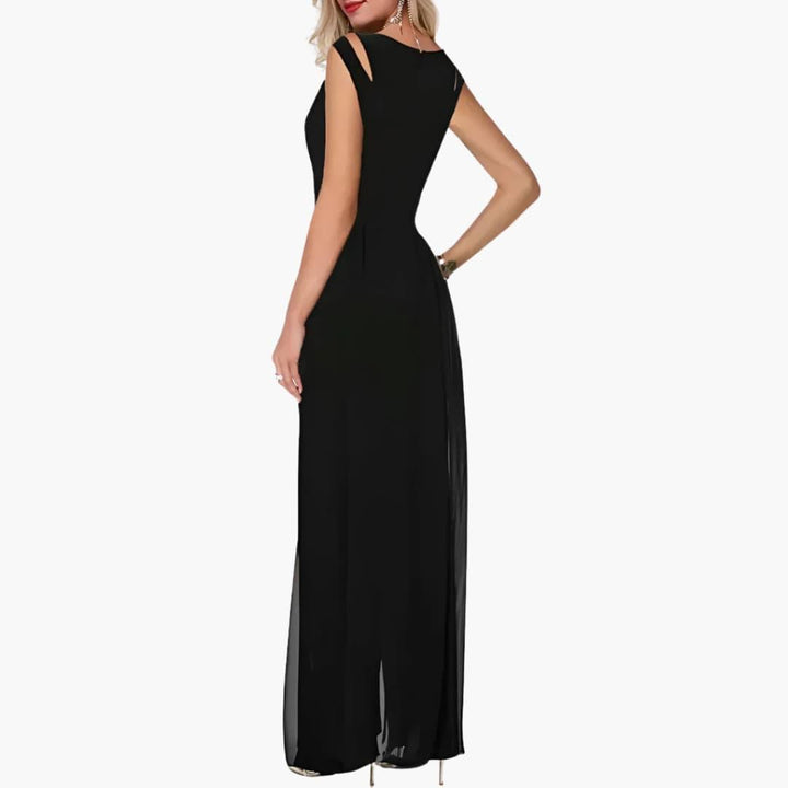Elegantes Damen Abendkleid mit Schlitz – Schwarzes Maxikleid
