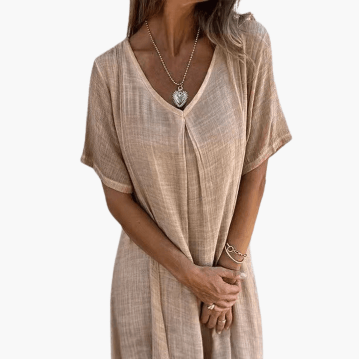 Damen V-Ausschnitt Sommerkleid - Locker und Bequem