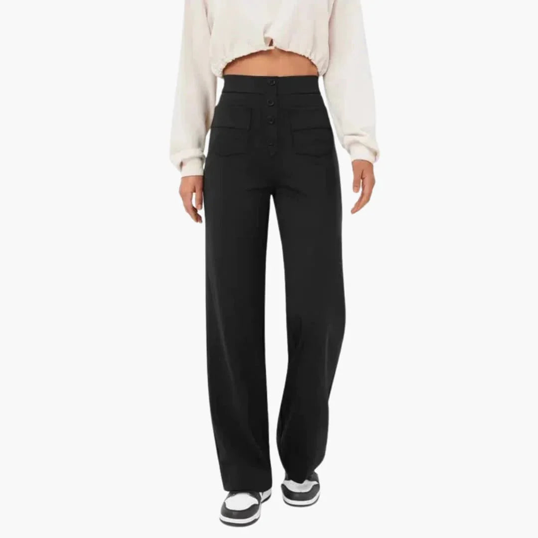 Hohe Taille Stoffhose für Damen