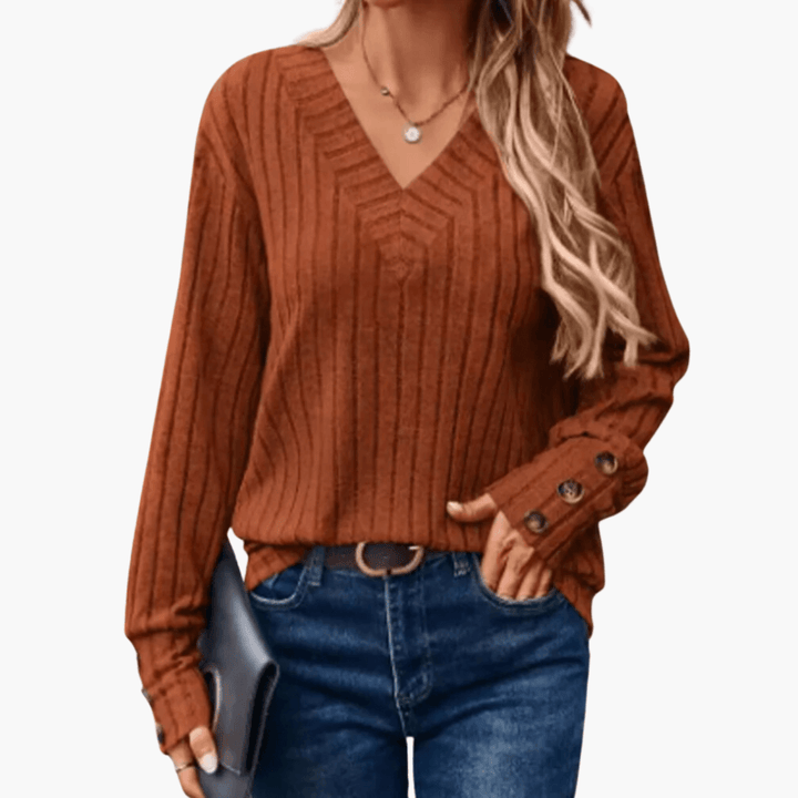V-Ausschnitt Winterpullover für Frauen – Bequemer & Eleganter Pullover