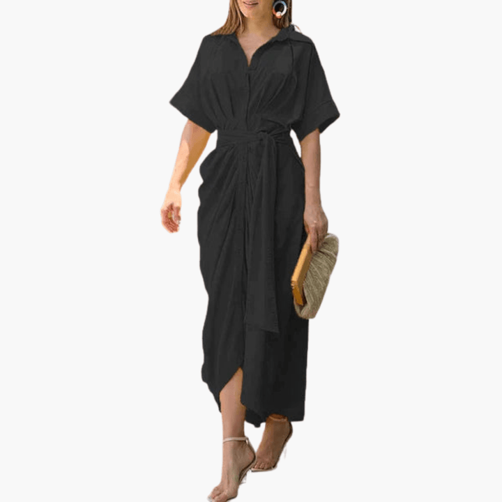 Hemdblusenkleid Damen – Gürtel, Blumenmuster, Sommer