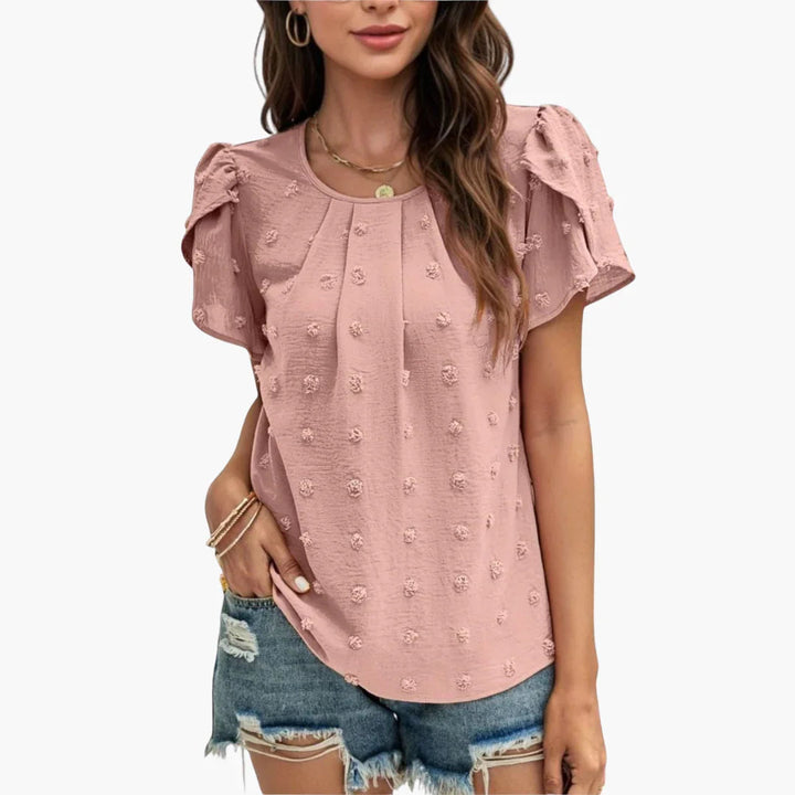 Swiss Dot Bluse mit Blumenärmeln für Damen