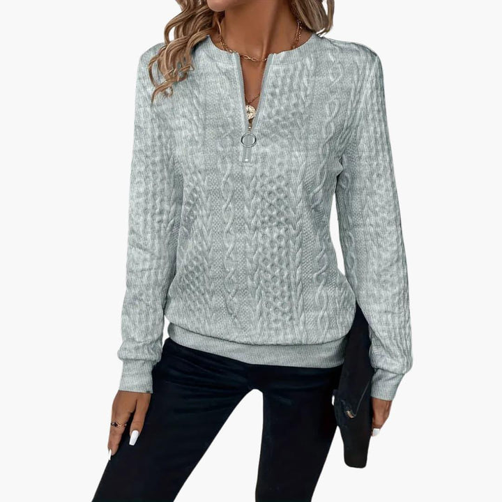 Strickpullover für Damen – Moderner Pullover mit Reißverschluss