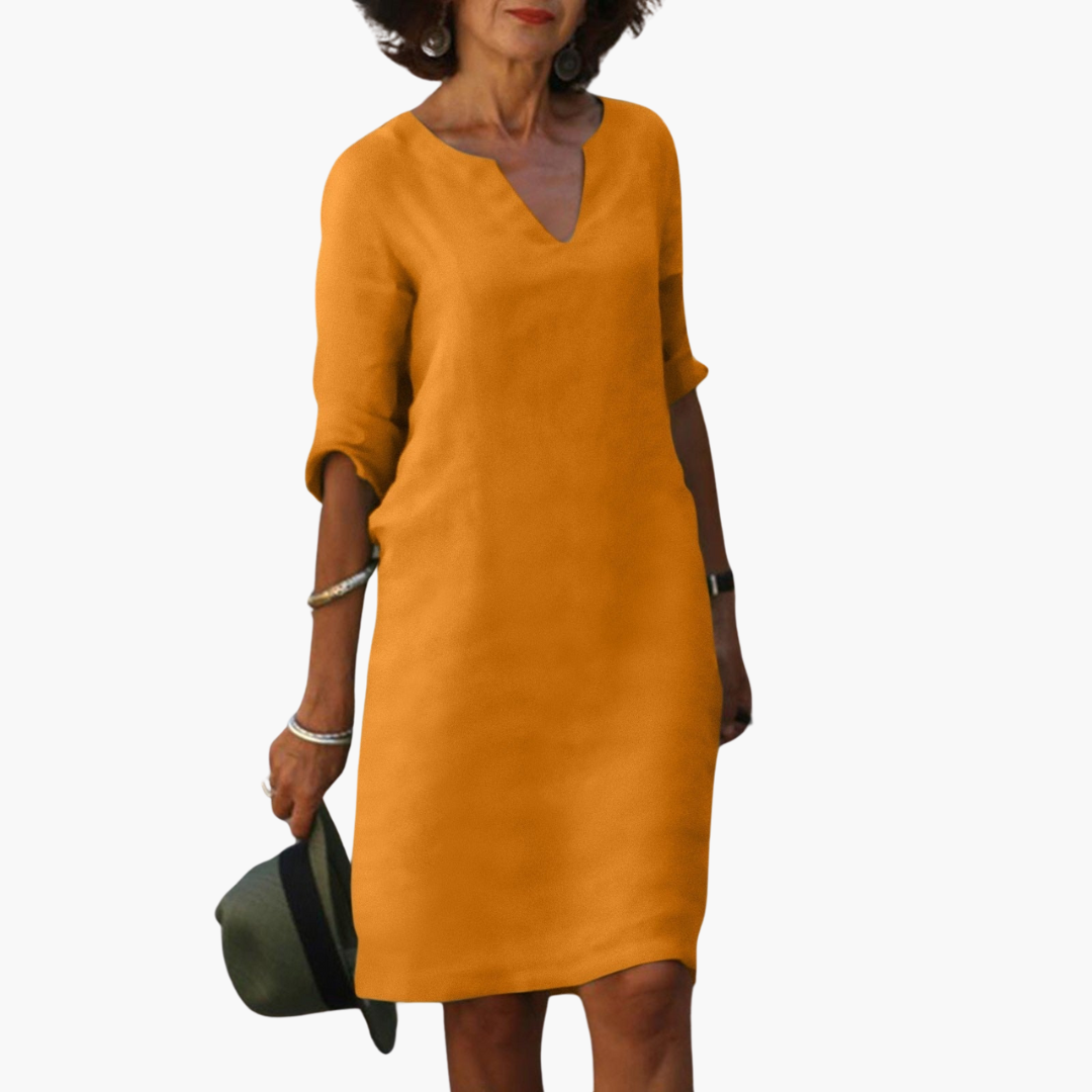Luftiges Sommerkleid mit V-Ausschnitt und 3/4-Ärmeln für Damen