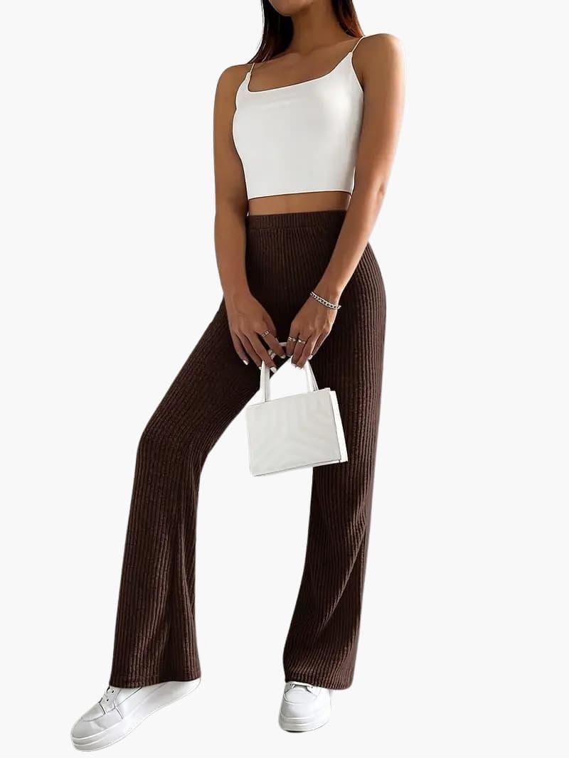 Hohe Taille Weitbein Hose für Damen