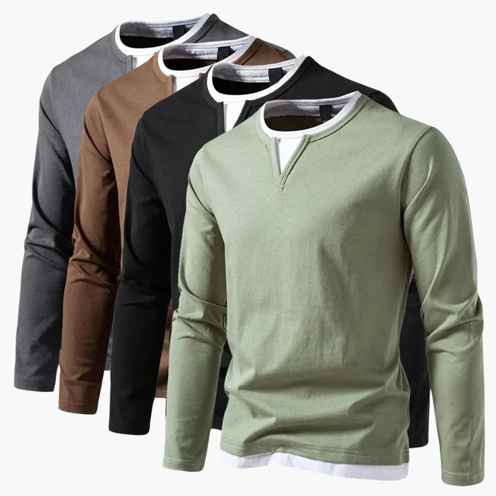 Zweilagiger Pullover mit Kragen für Herren