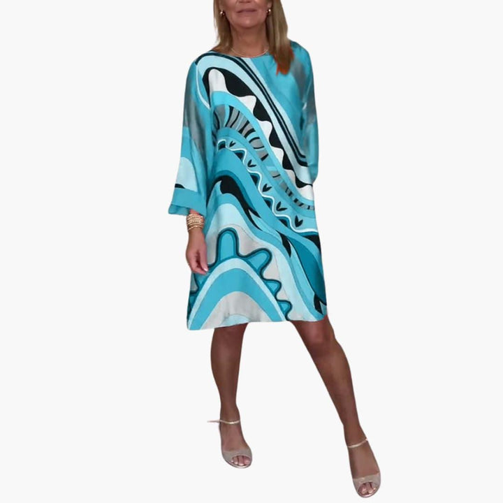 Damen Kleid mit abstraktem Print – Langarm und locker