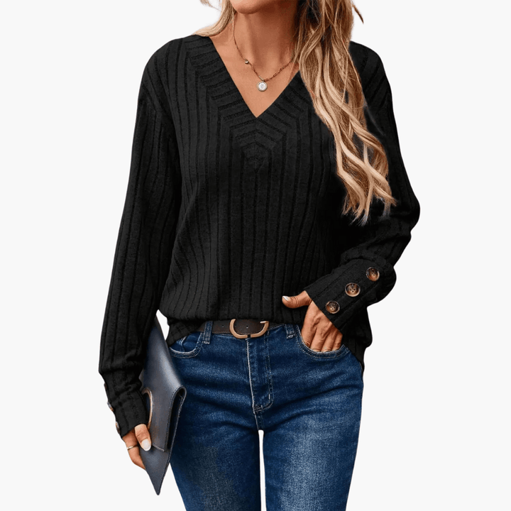 V-Ausschnitt Winterpullover für Frauen – Bequemer & Eleganter Pullover