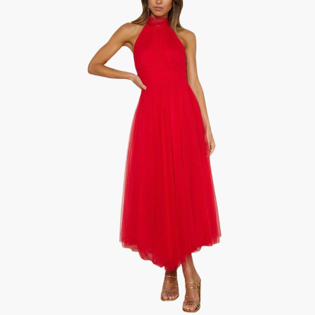 Damen Tüllkleid mit Neckholder – Elegantes Festkleid
