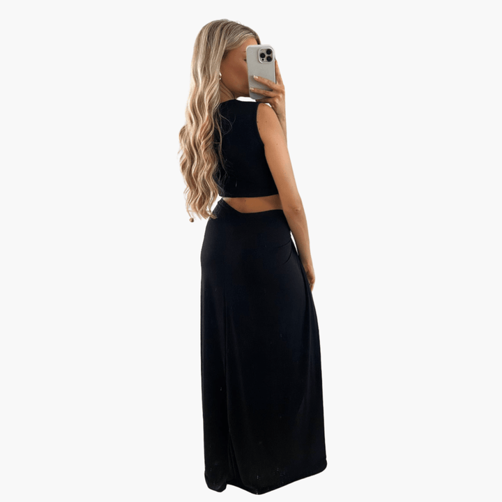 Sommerkleid Damen – Cut-Out, V-Ausschnitt, Seitenschlitz