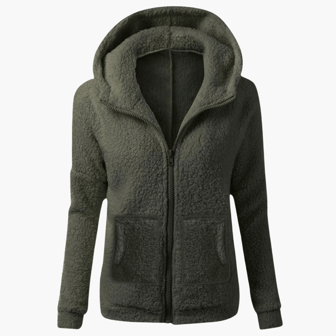Damen Fleece Hoodie mit Reißverschluss und Kapuze – Warm