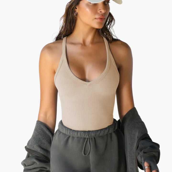 Figurbetontes V-Ausschnitt Crop Top für Damen