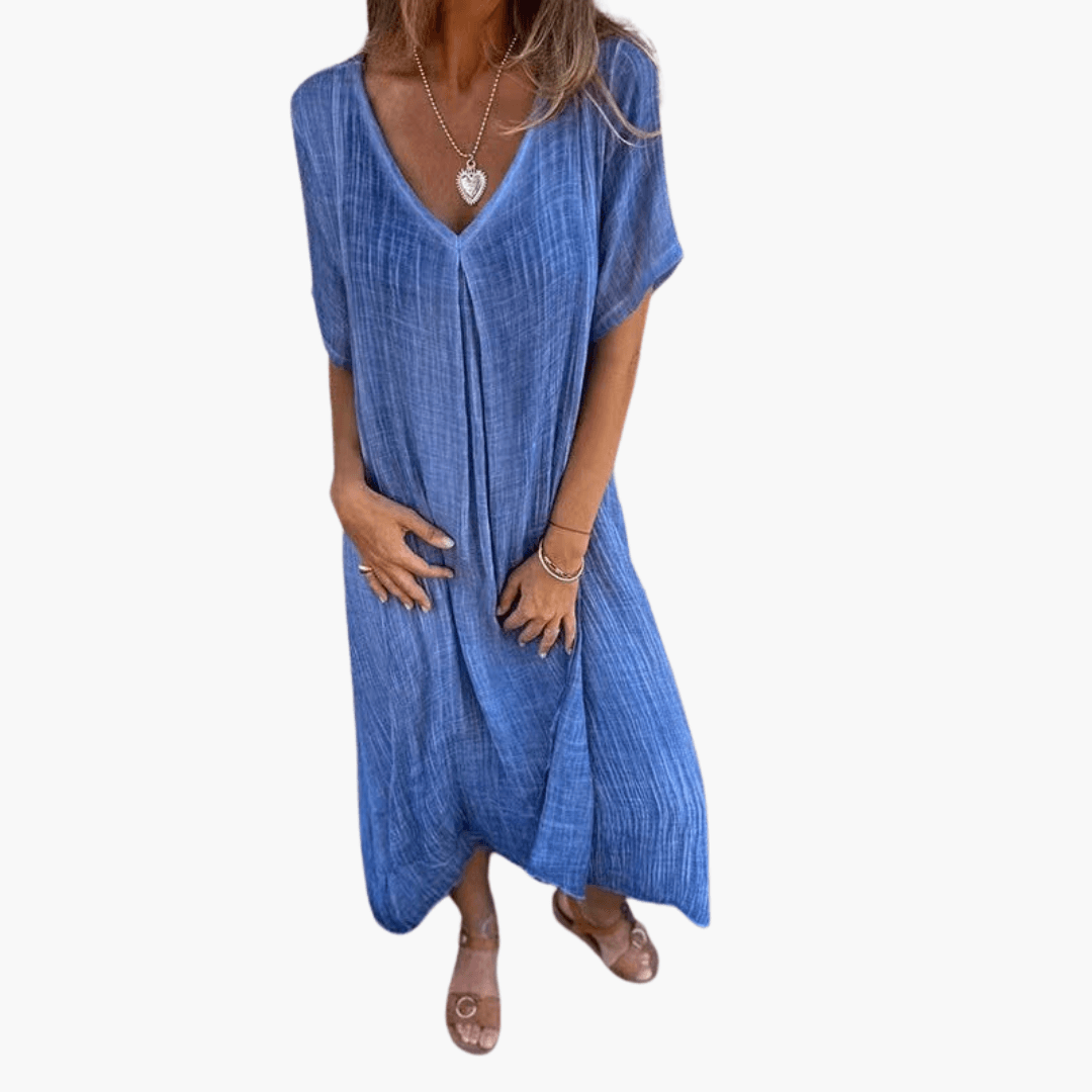 Damen V-Ausschnitt Sommerkleid - Locker und Bequem