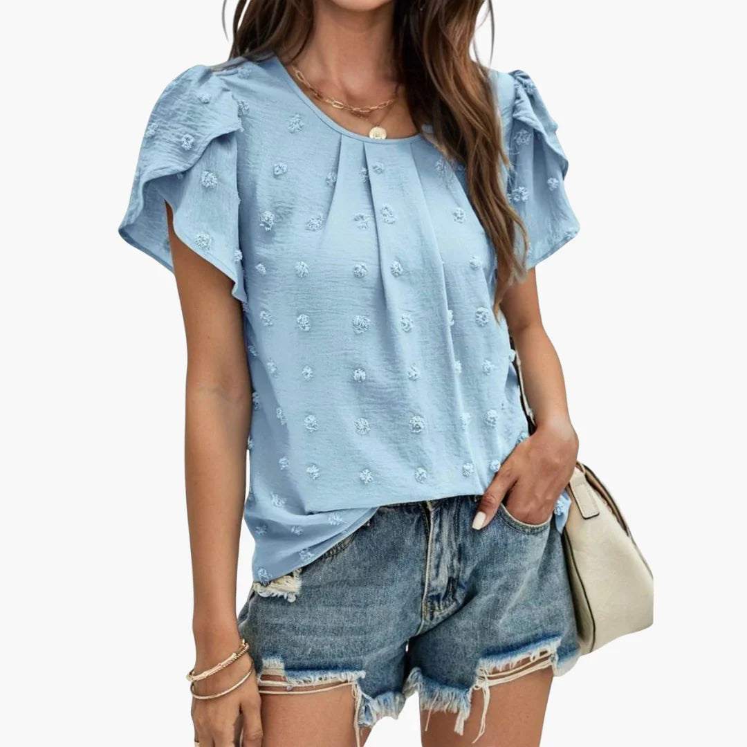 Swiss Dot Bluse mit Blumenärmeln für Damen