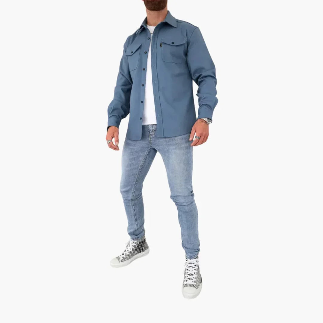 Minimalistisches Button Front Hemdjacke für Herren