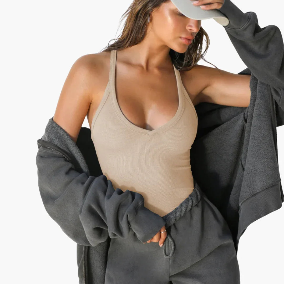 Figurbetontes V-Ausschnitt Crop Top für Damen