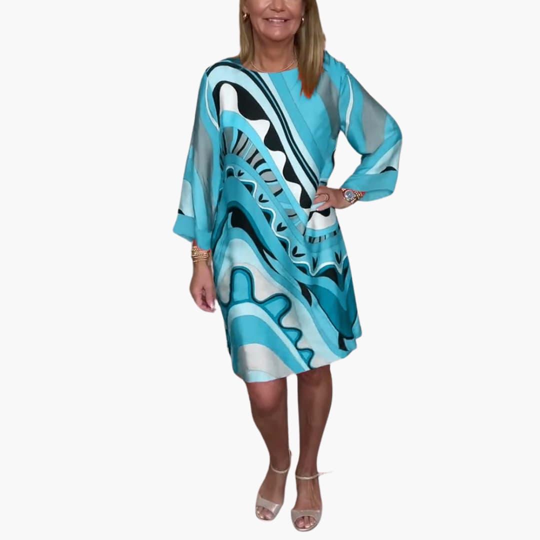 Damen Kleid mit abstraktem Print – Langarm und locker