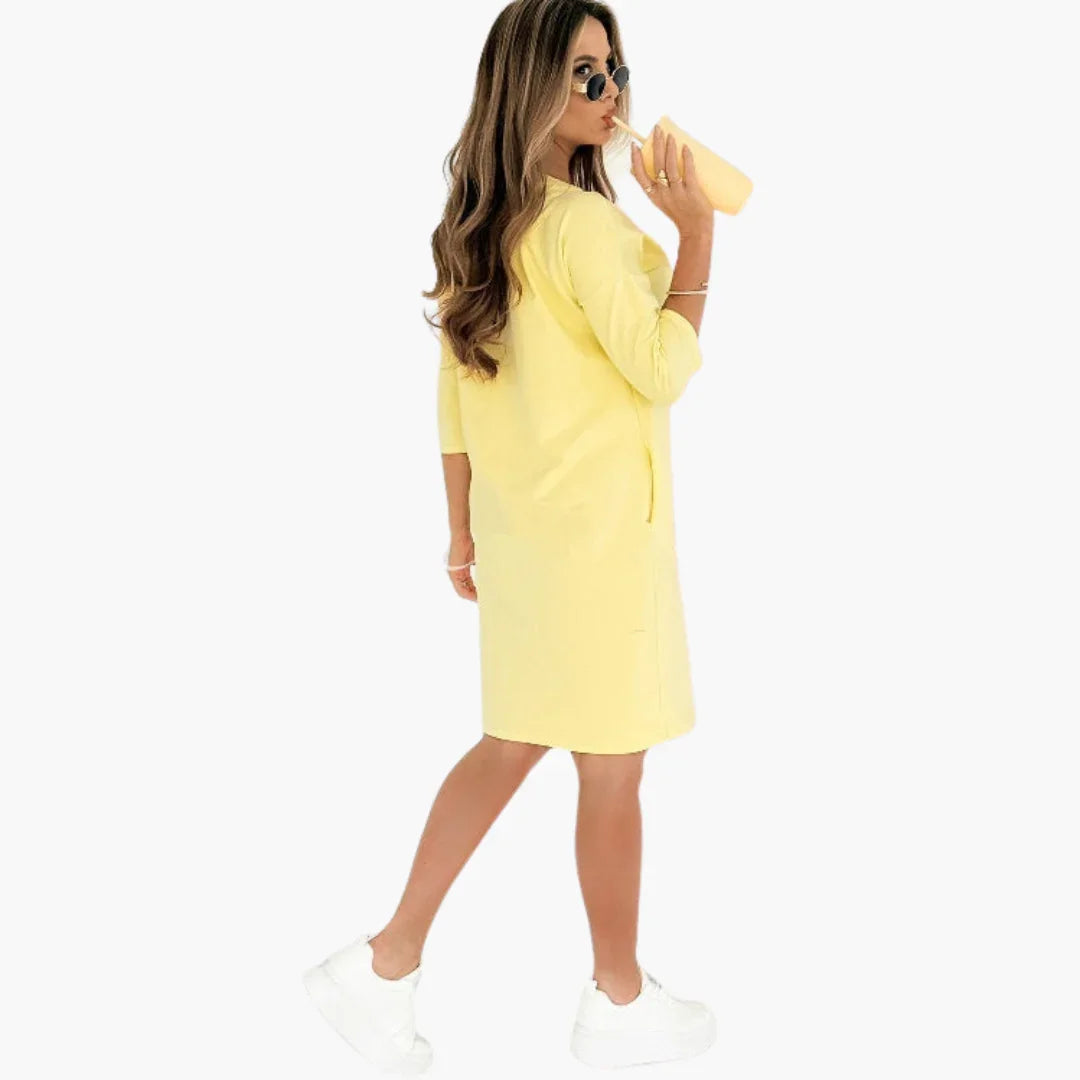 Kleid mit Taschen 3/4-Ärmel für Damen