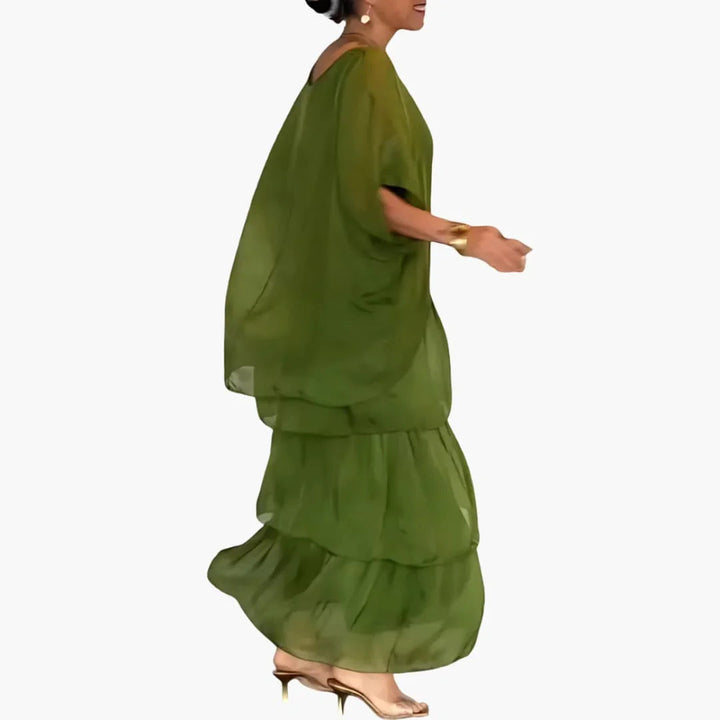 Elegantes Langkleid mit Batwing Ärmeln für Damen