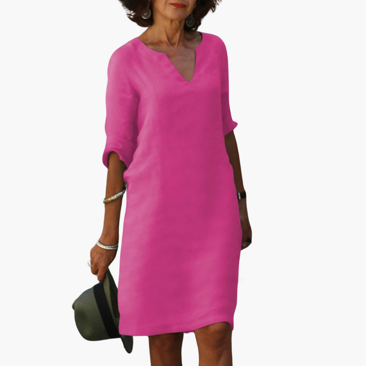 Luftiges Sommerkleid mit V-Ausschnitt und 3/4-Ärmeln für Damen