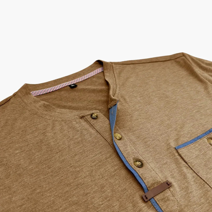 Henley T-Shirt mit Ziernähten für Herren