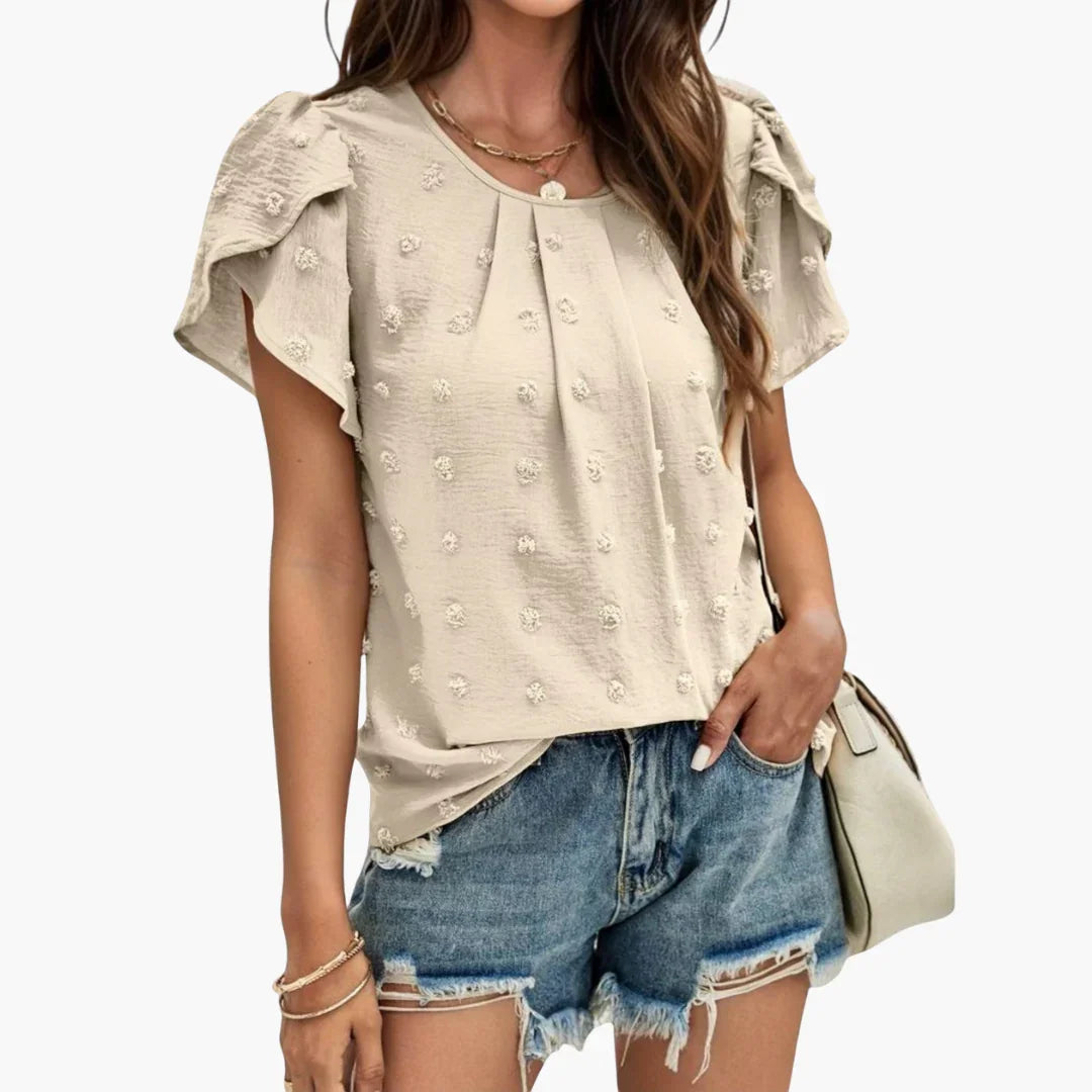 Swiss Dot Bluse mit Blumenärmeln für Damen