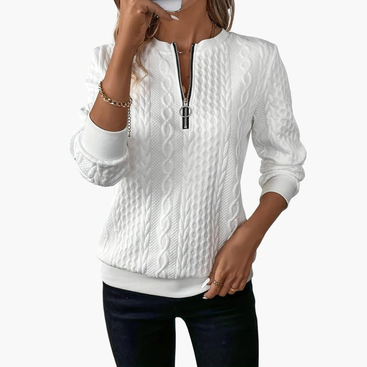 Strickpullover für Damen – Moderner Pullover mit Reißverschluss