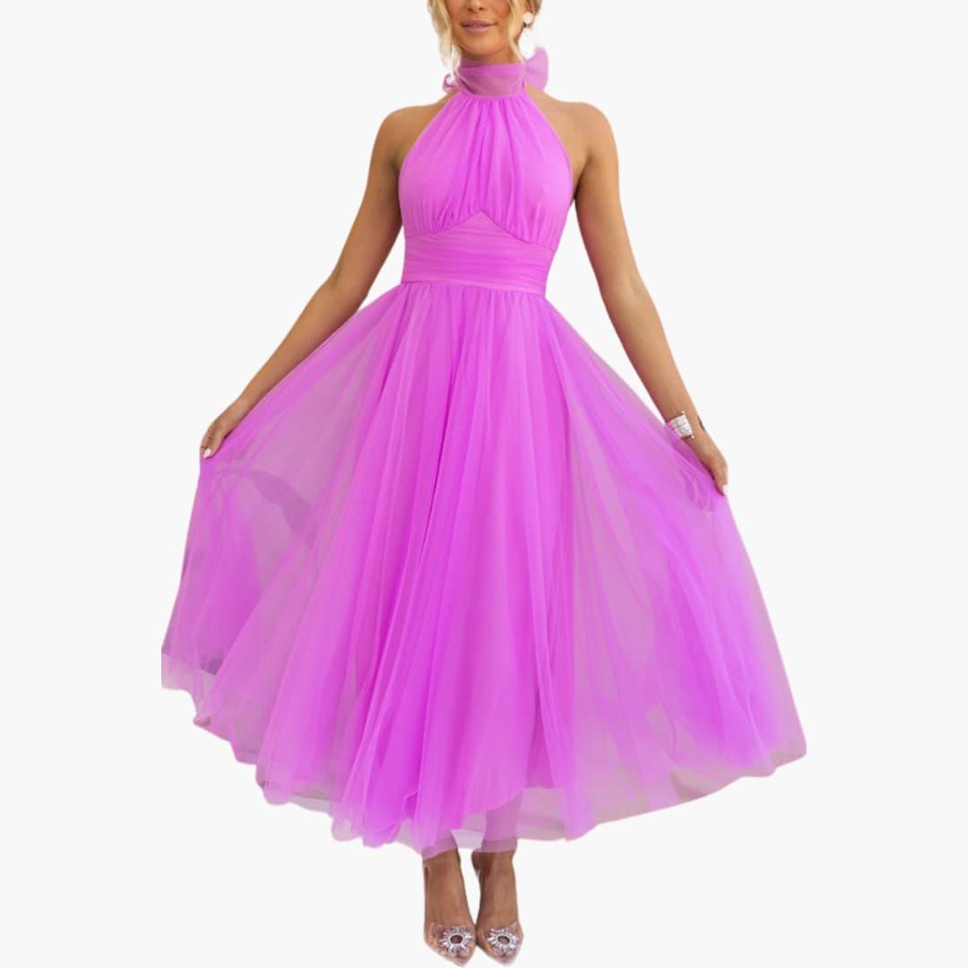Damen Tüllkleid mit Neckholder – Elegantes Festkleid