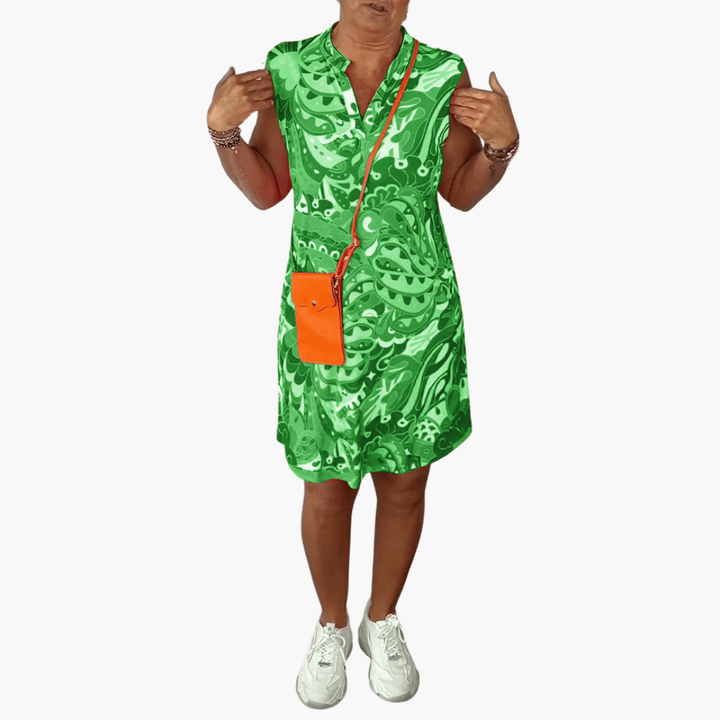 Blumenkleid für Damen mit V-Ausschnitt und Taschen – Sommer Midi-Kleid