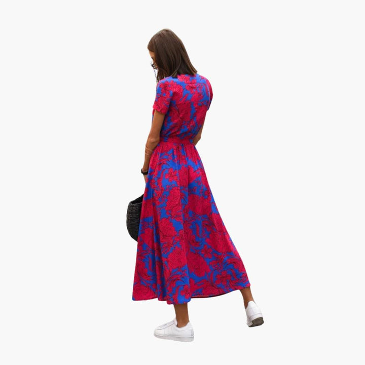 Blumen Wrap-Kleid Damen – Sommerkleid mit Taillengürtel