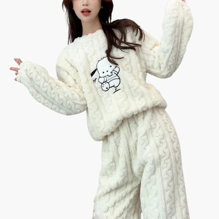 Fleece Schlafanzug Set für Damen