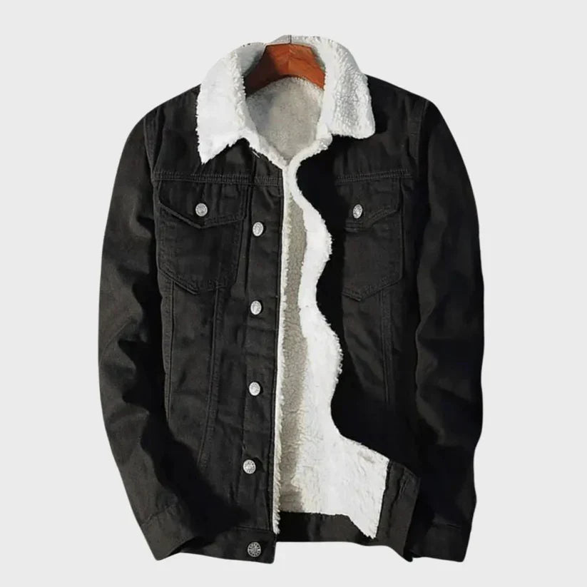Herren Jeansjacke mit Knopfverschluss und Fleecefutter