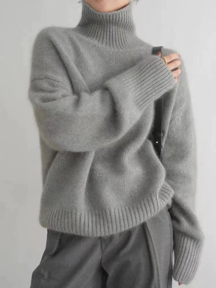 Gerippter Rollkragenpullover für Damen