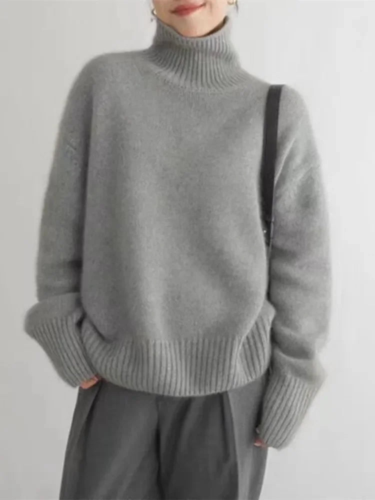 Gerippter Rollkragenpullover für Damen