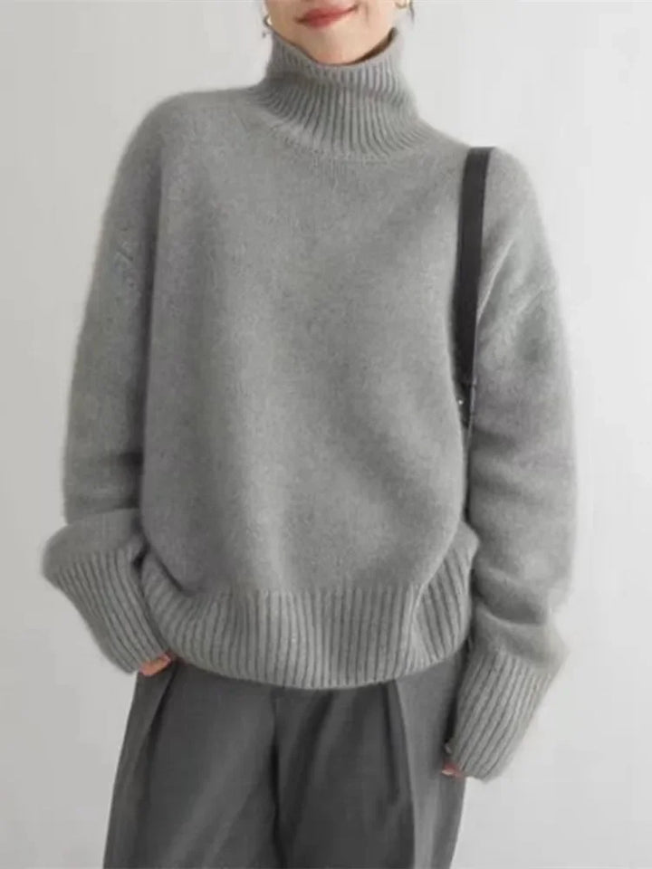 Gerippter Rollkragenpullover für Damen