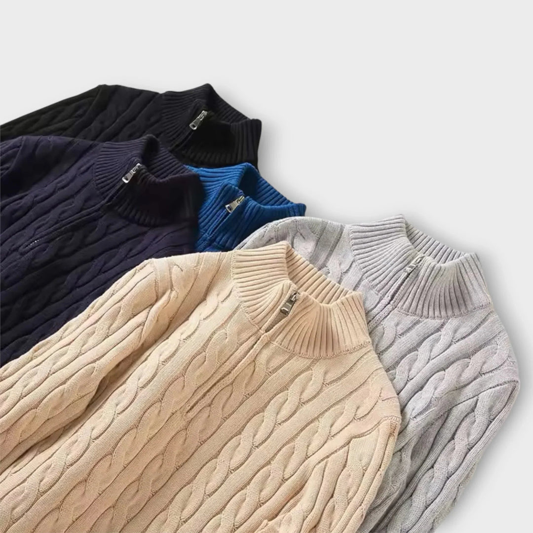 Herrenpullover mit strukturiertem Halfzip