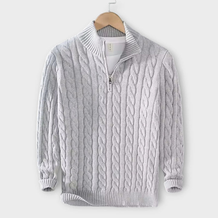 Herrenpullover mit strukturiertem Halfzip