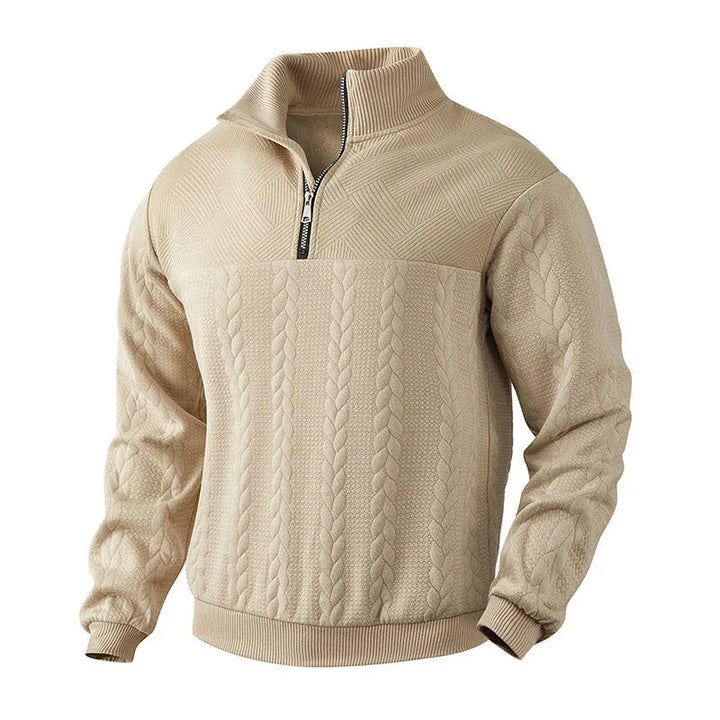 Zopfstrick Viertelreißverschluss Pullover für Herren