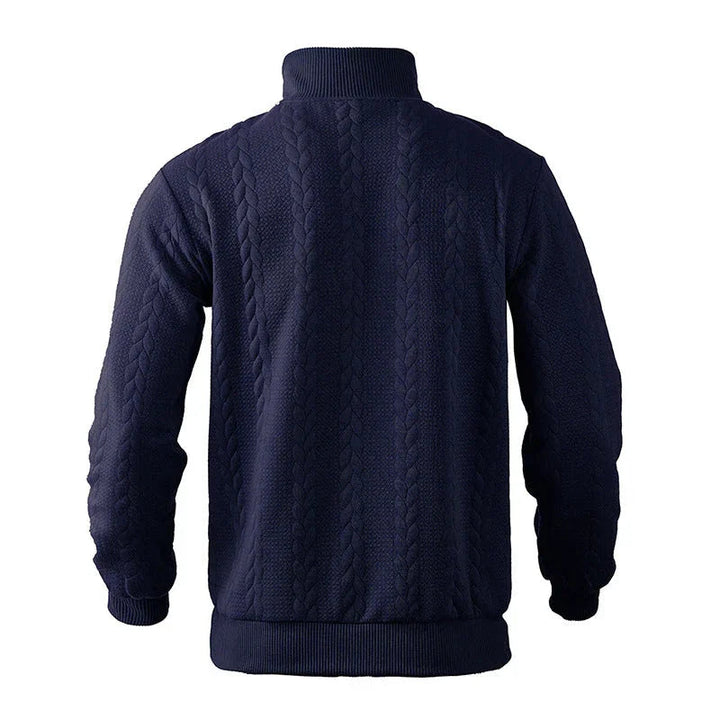 Zopfstrick Viertelreißverschluss Pullover für Herren