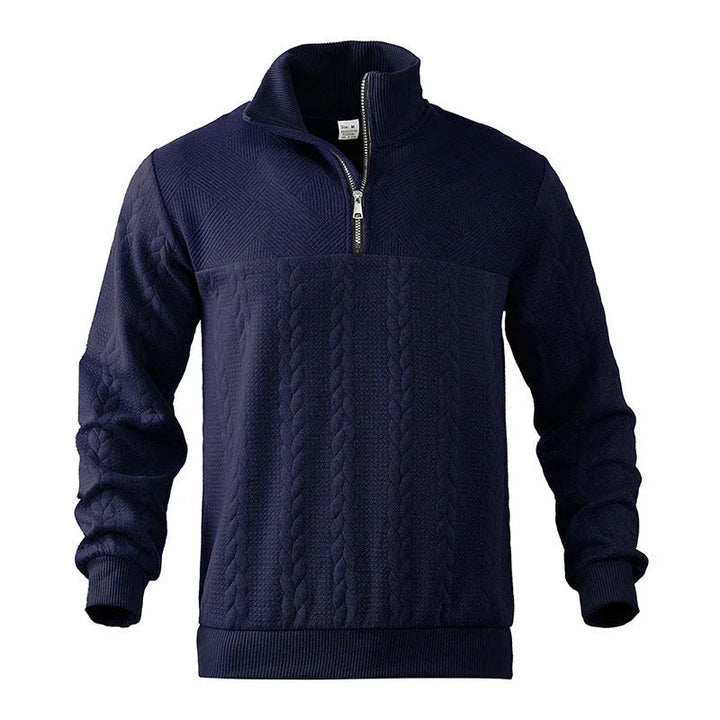 Zopfstrick Viertelreißverschluss Pullover für Herren