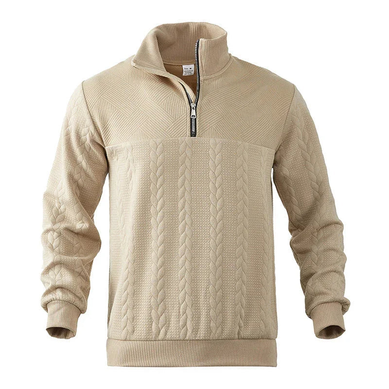 Zopfstrick Viertelreißverschluss Pullover für Herren